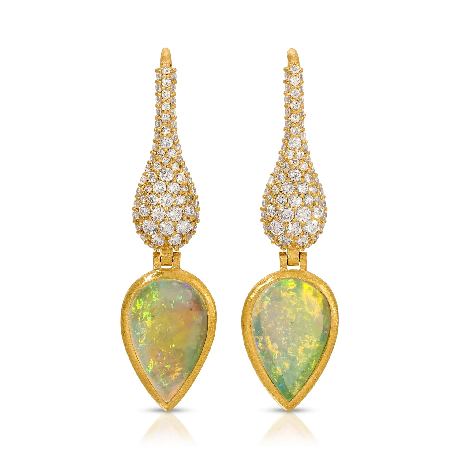 Australian Opal Drop Earrings with Diamond Pave
