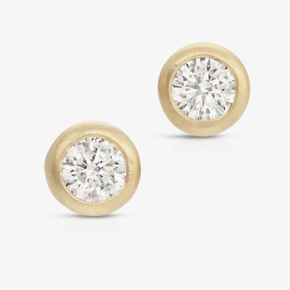 1ct Diamond Stud Earrings 18k Yellow Gold — Loriann stevenson