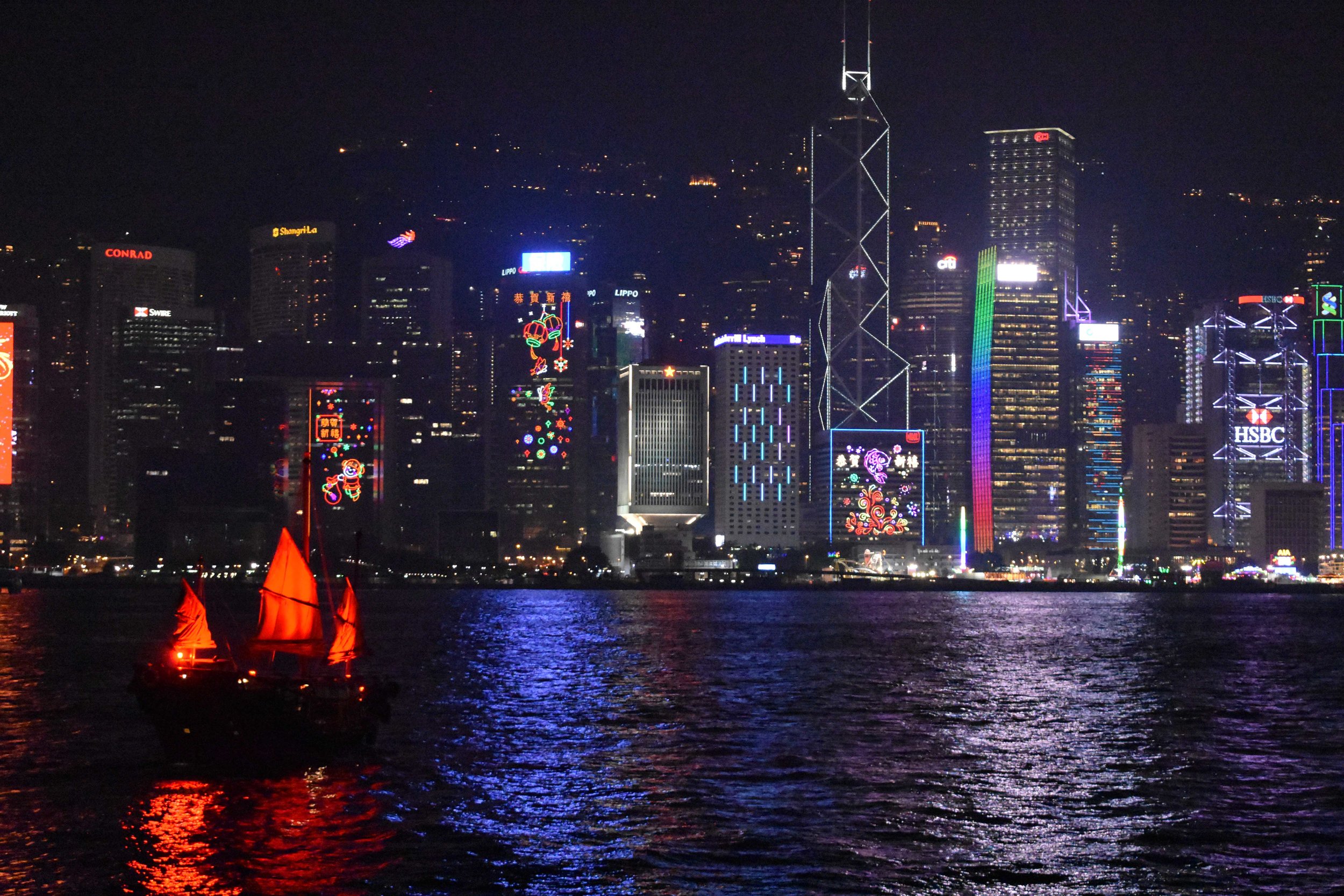 Junk Boat on Victoria Harbour