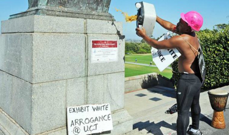 Maxwele's ritualised protest which started a movement. Photo from the internet 
