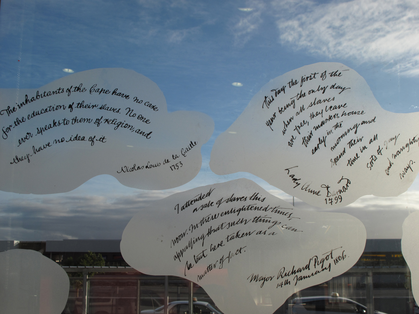 A Random History - public art work by Sue Williamson on the My Citi Bus Station at the airport. Photo courtesy of the artist