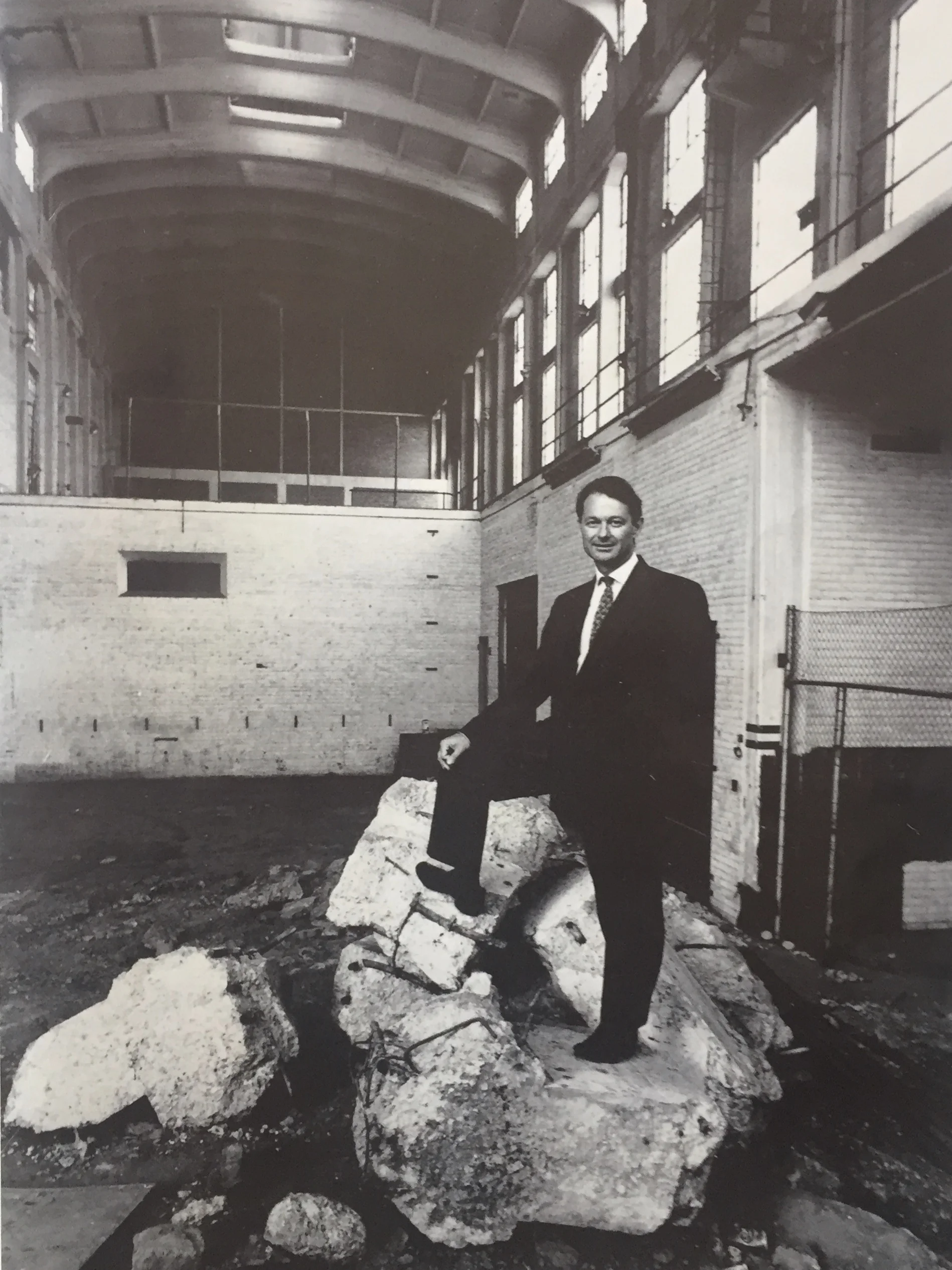 Christopher Till, then Director of Arts and Culture for the City of Johannesburg, in the shell of the soon to be developed multi-use events space - The Electric Workshop. Photo ADA Magazine