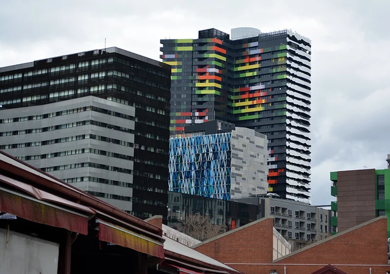 Colourful buildings -- part of a campus?