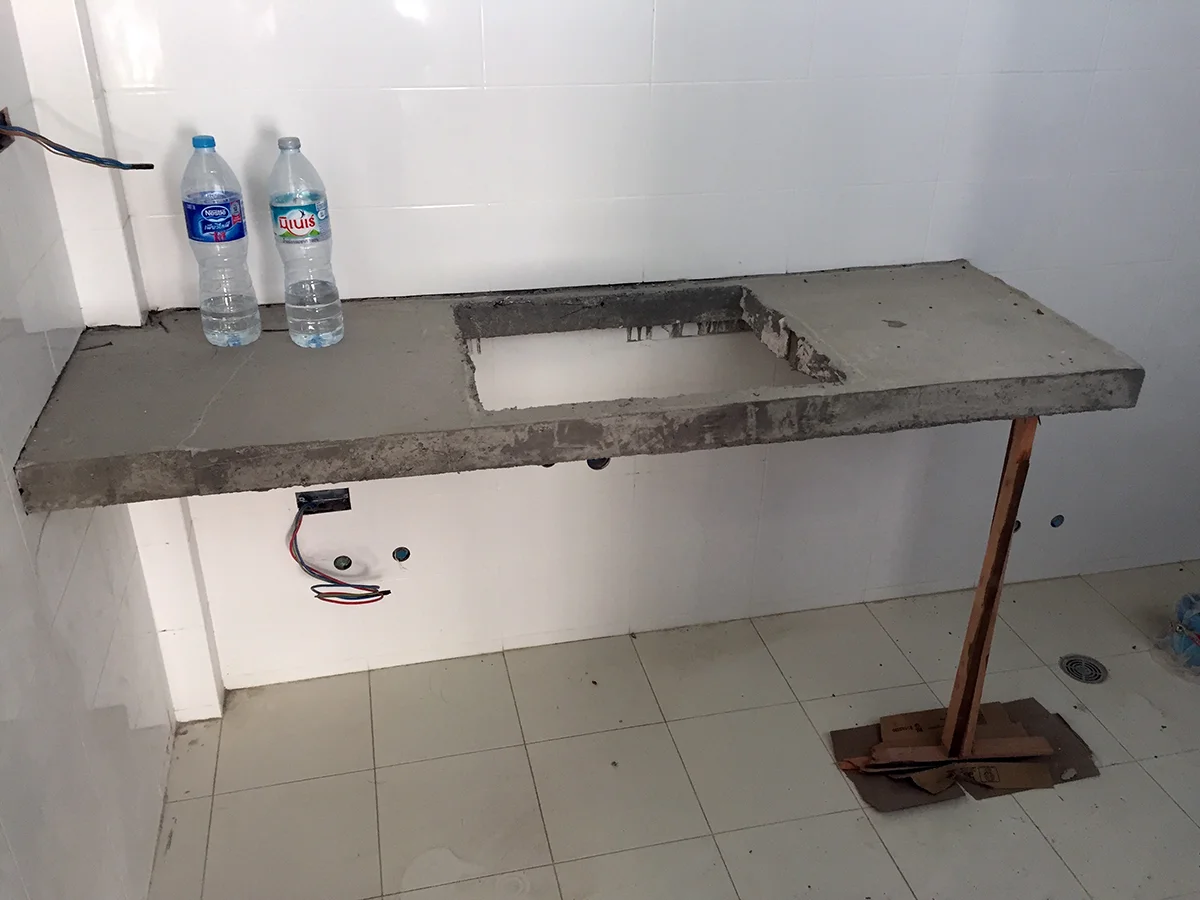 The master bathroom counter.
