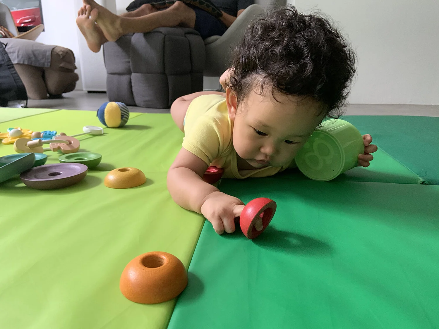 Why not play with all the stacking toys at once?