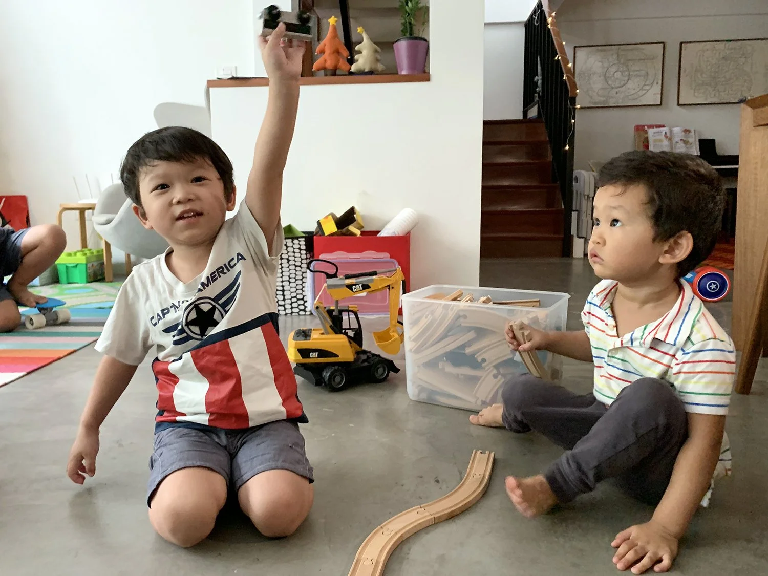 Arlo and P'At ended up playing trains instead.