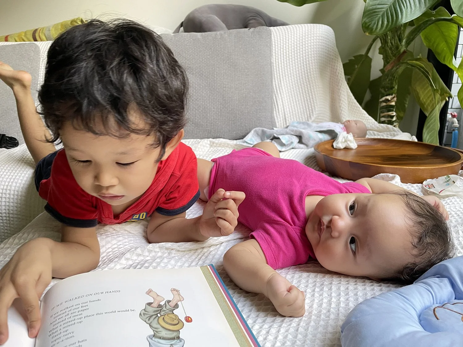 Reading poetry together.