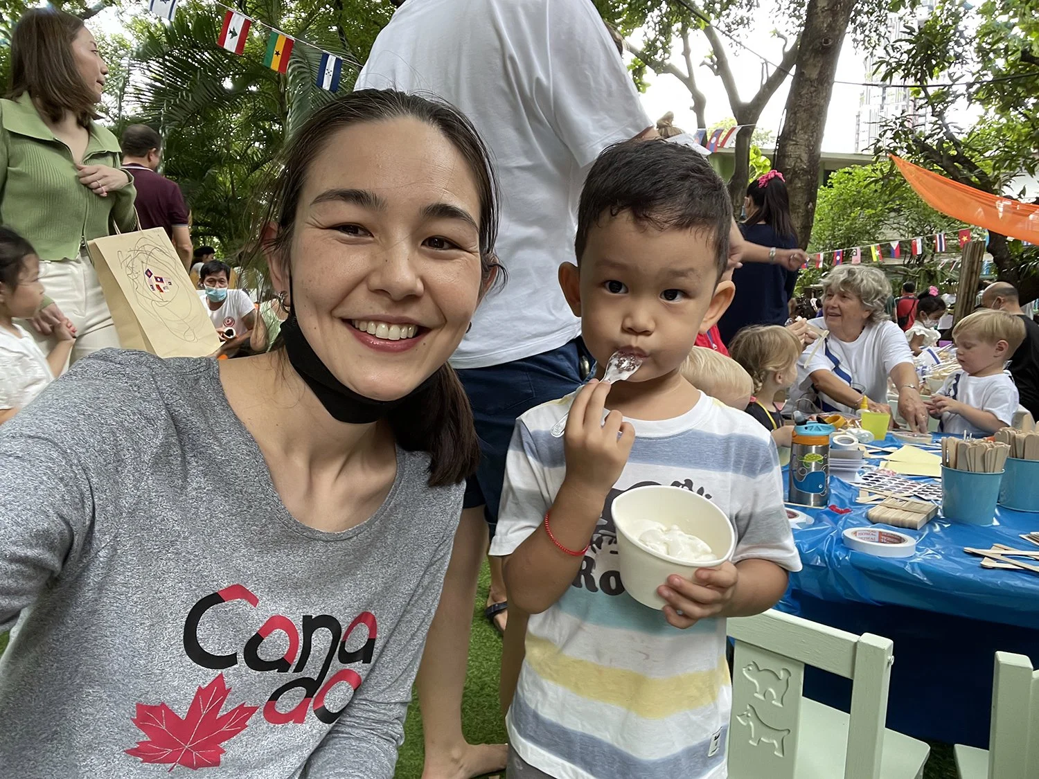 Enjoying coconut ice cream, again from Thailand. What's the dessert count now?
