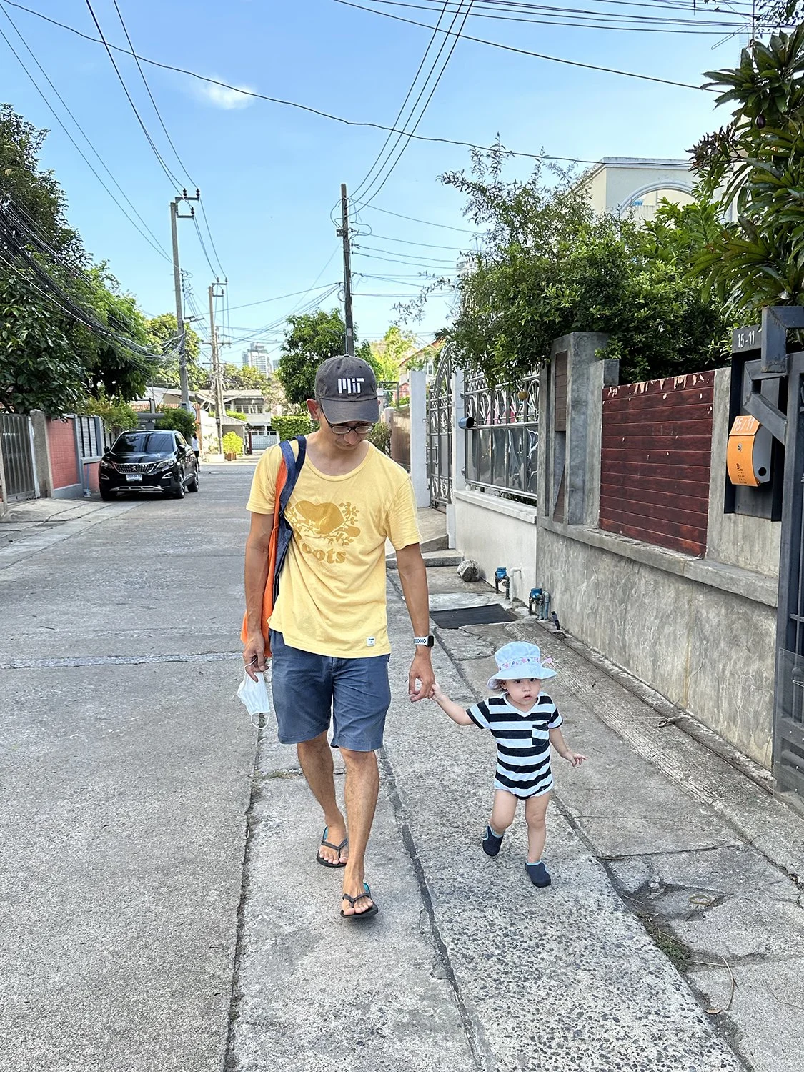 Walking back with Dad. So cute!