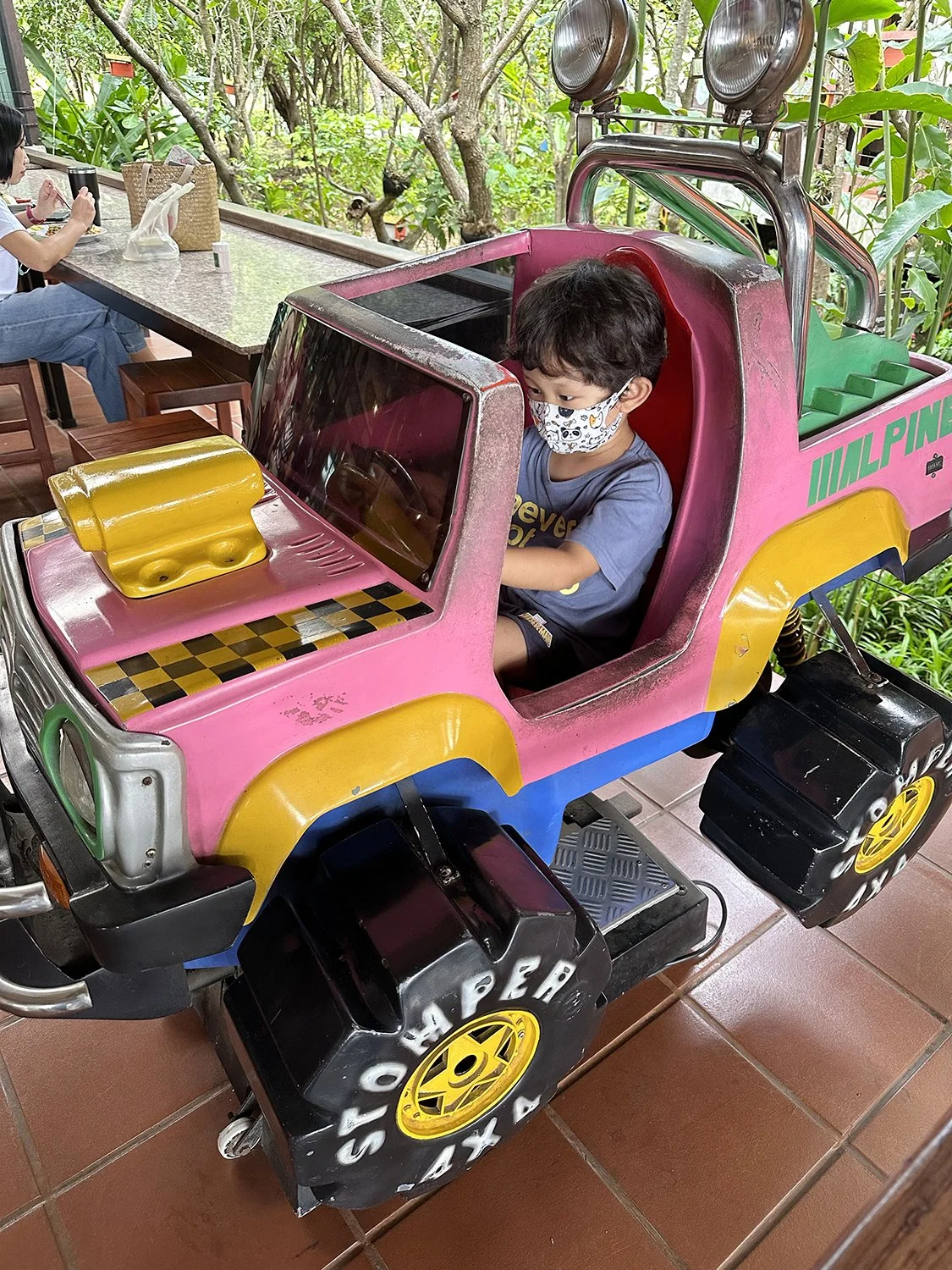 Spending a few minutes in the coin-operated monster truck...