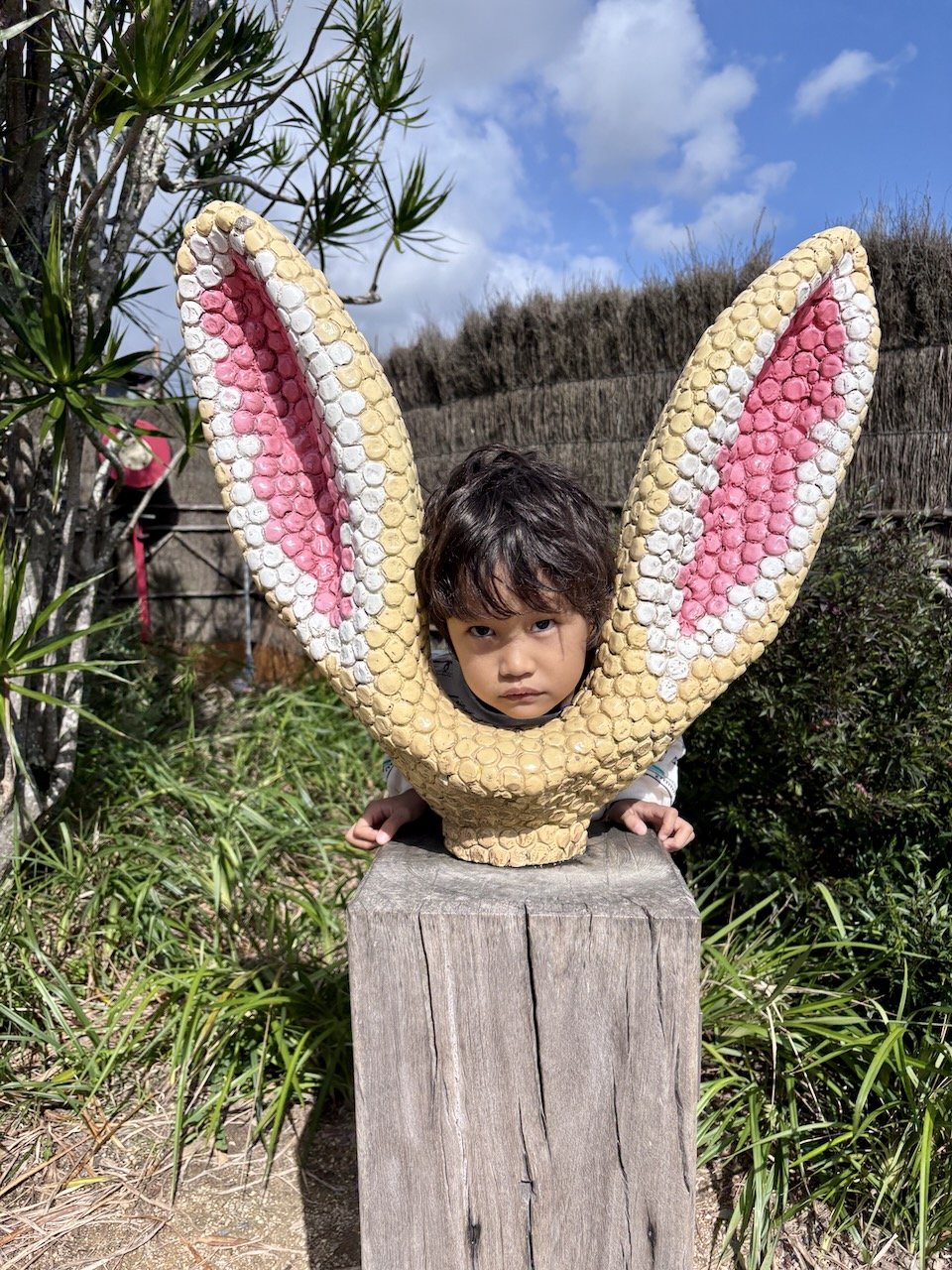 Trying on the ears of a fennec fox.