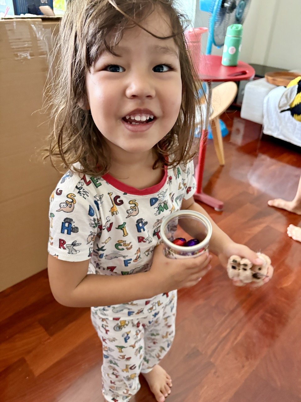 Excited by her find.