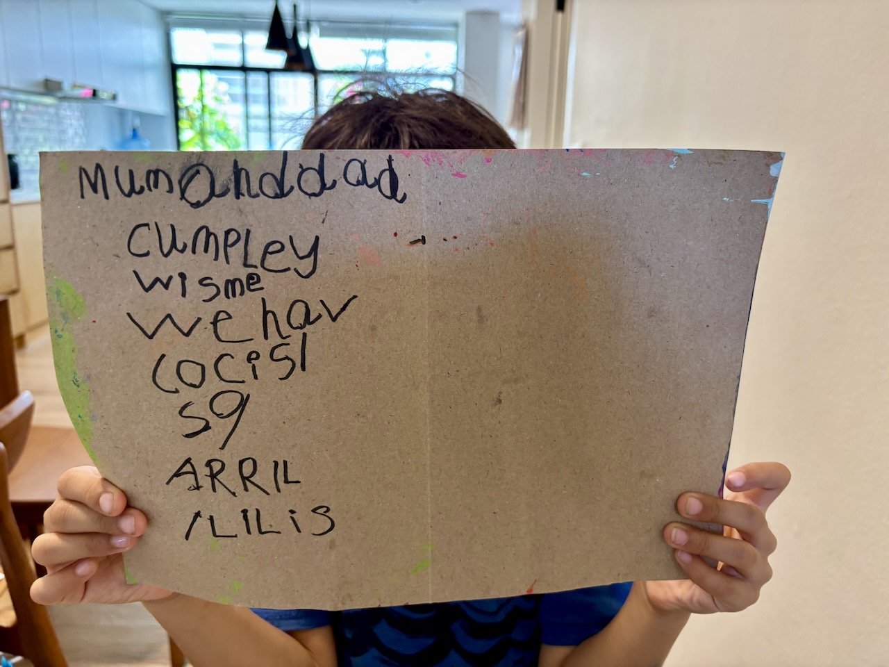 Arlo's invitation to the stay-and-play event next Tuesday.