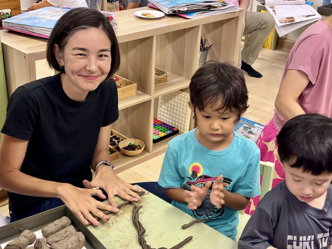 Getting our hands dirty with clay.