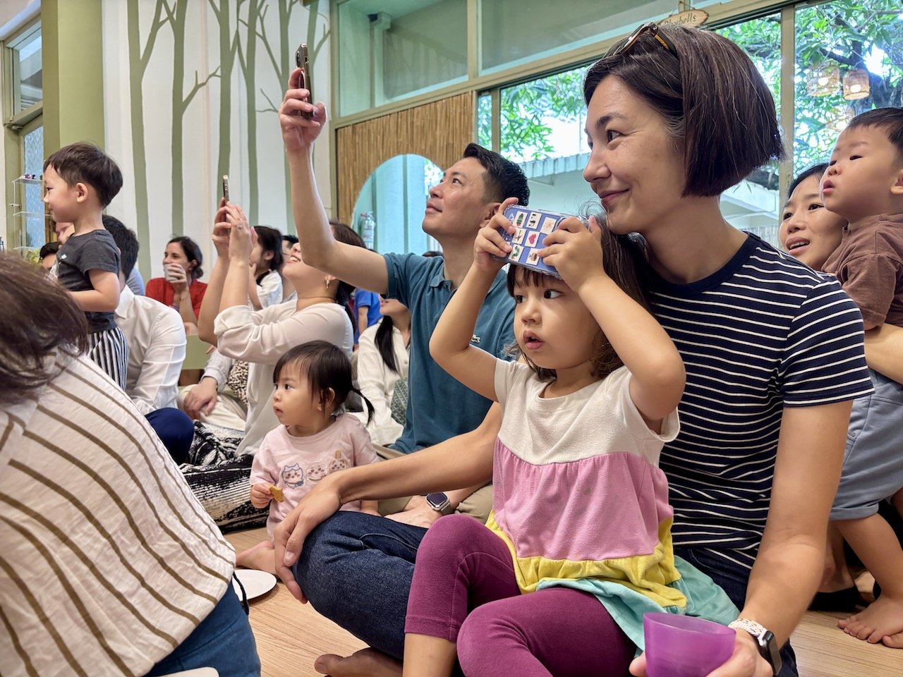 Four of Lucy's classmates performed the "3 little pigs" for everyone.