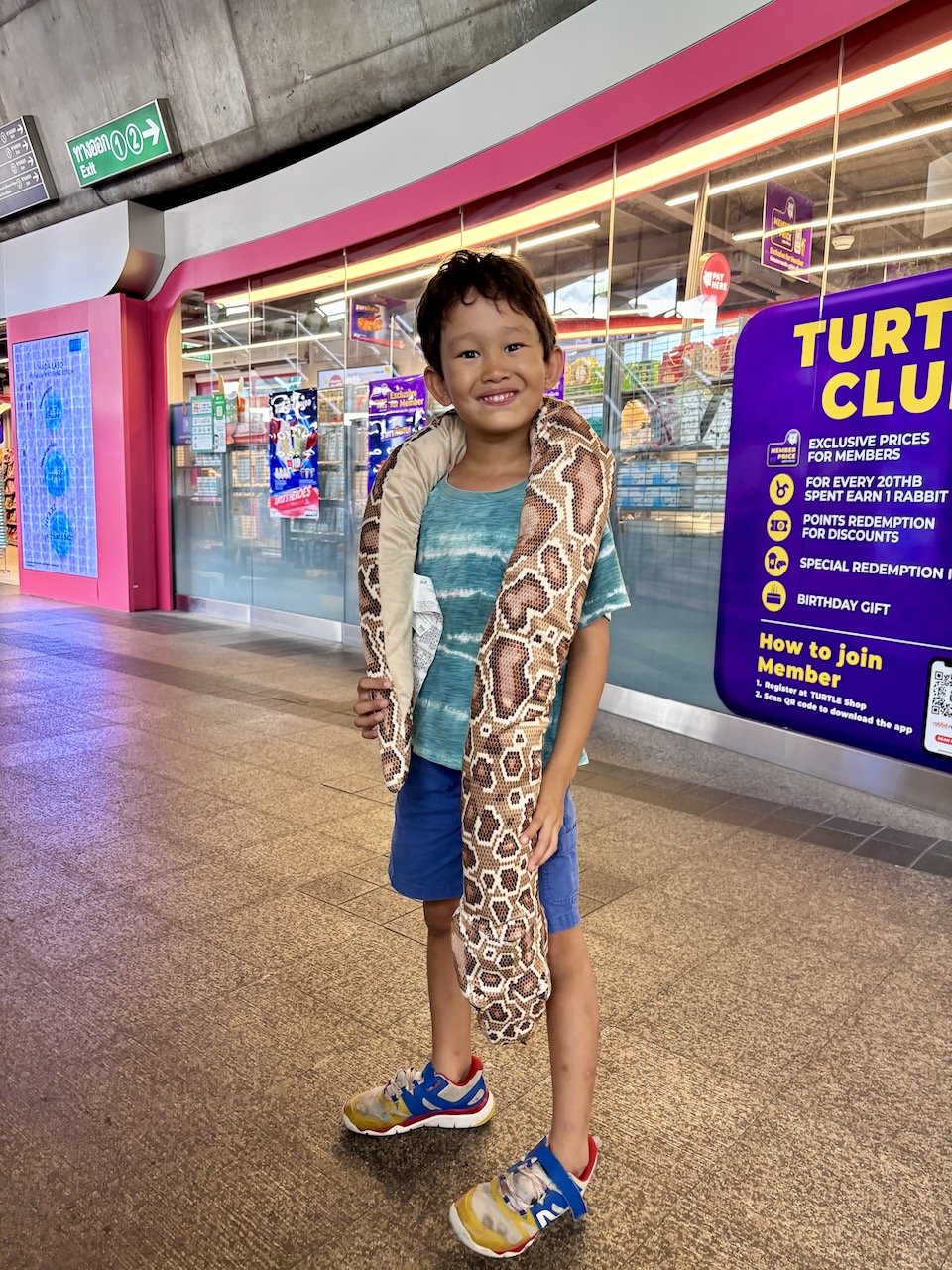 Someone is very, very pleased with his snake. (Whose name is Boa...)