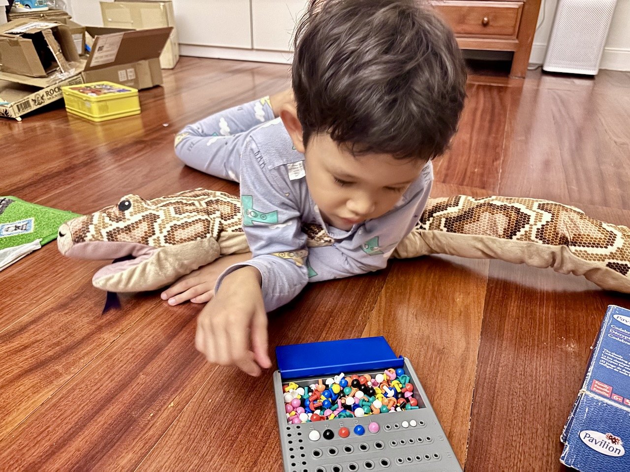 Playing a game of Code Breaker with Boa on his team.
