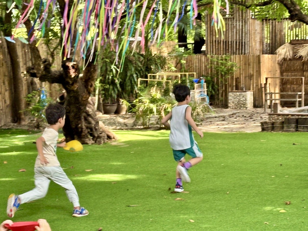 Thankfully, the grass dried up enough to have football outside.