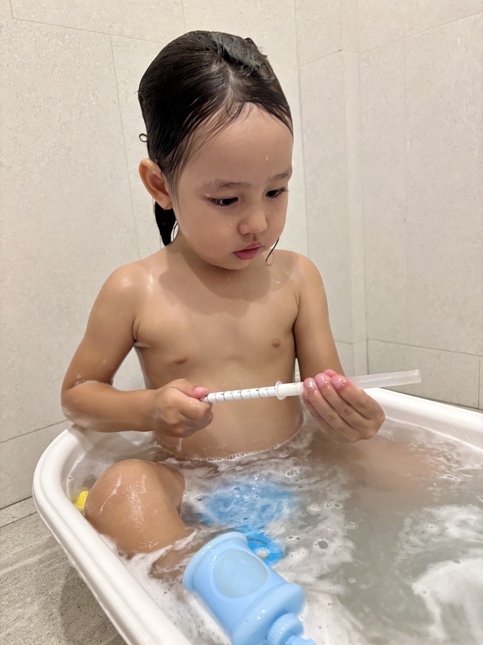 The first positive bath time in days.