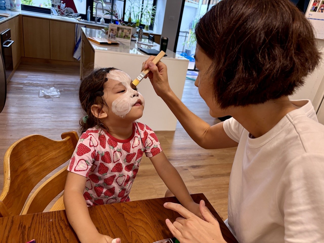 We have less than an hour until we have to go get Arlo: so let's practice our face painting!