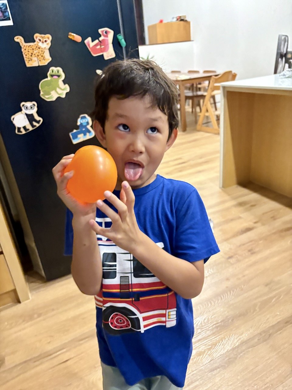 An indoor water balloon - this will end well!