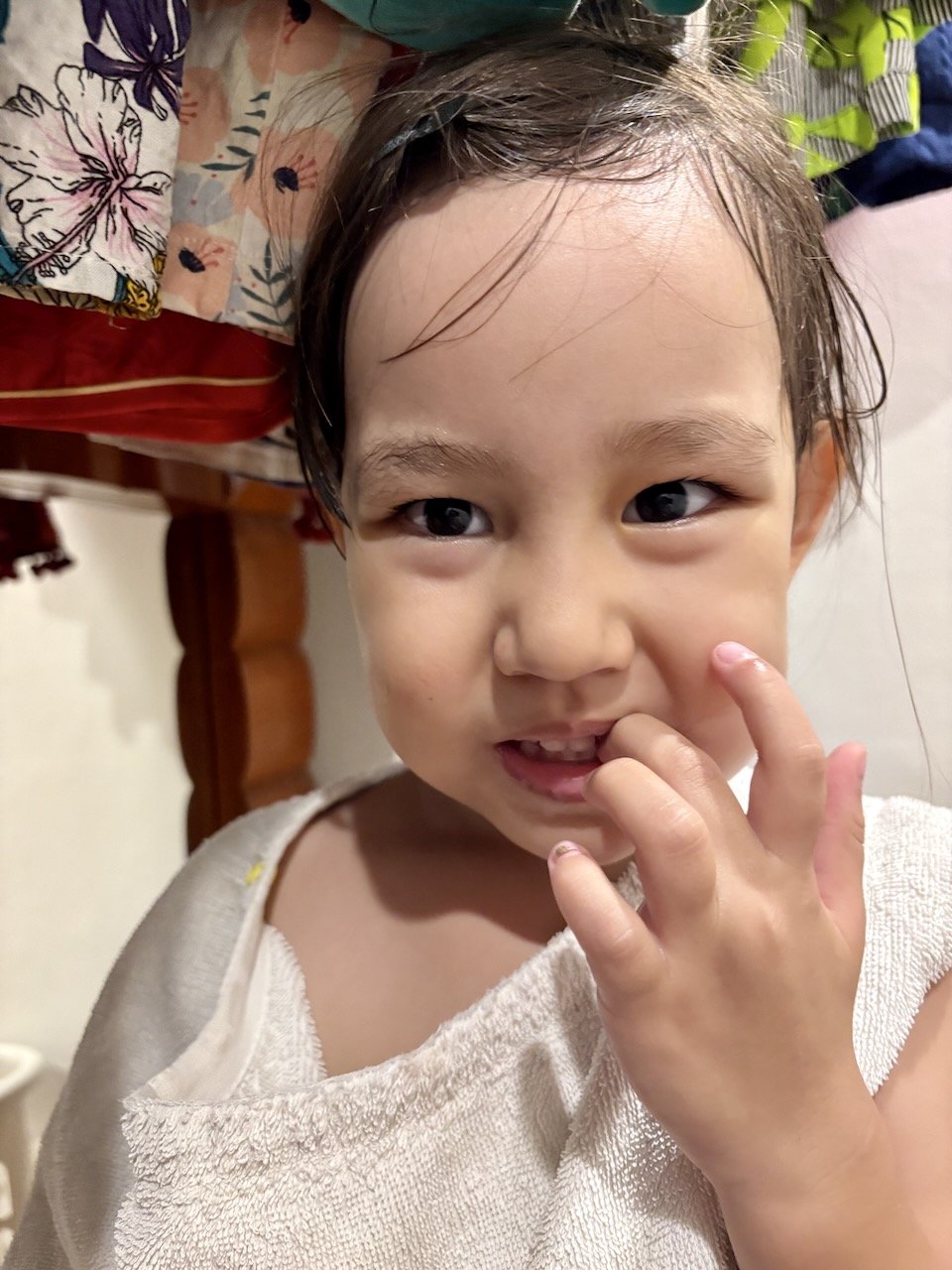 Somehow, the face paint really adhered to Lucy's eyebrows, making them darker than ususal!