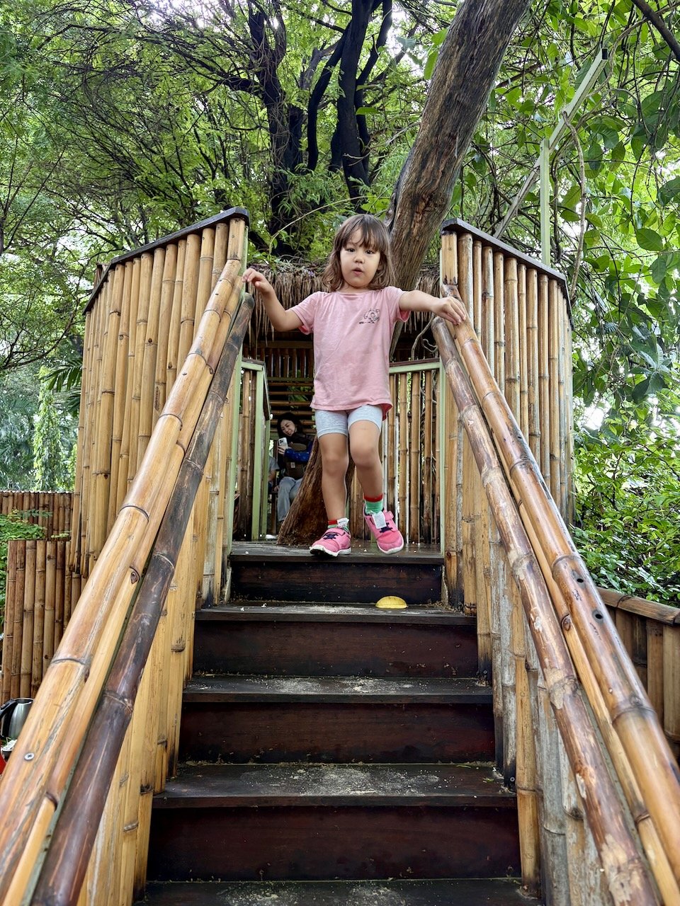 And climbing the tree house.