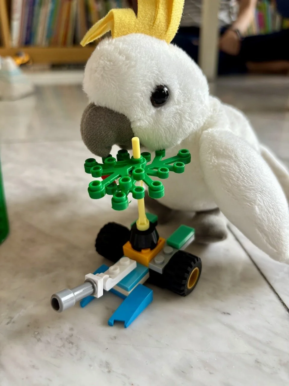Mobile snack for cockatoo.