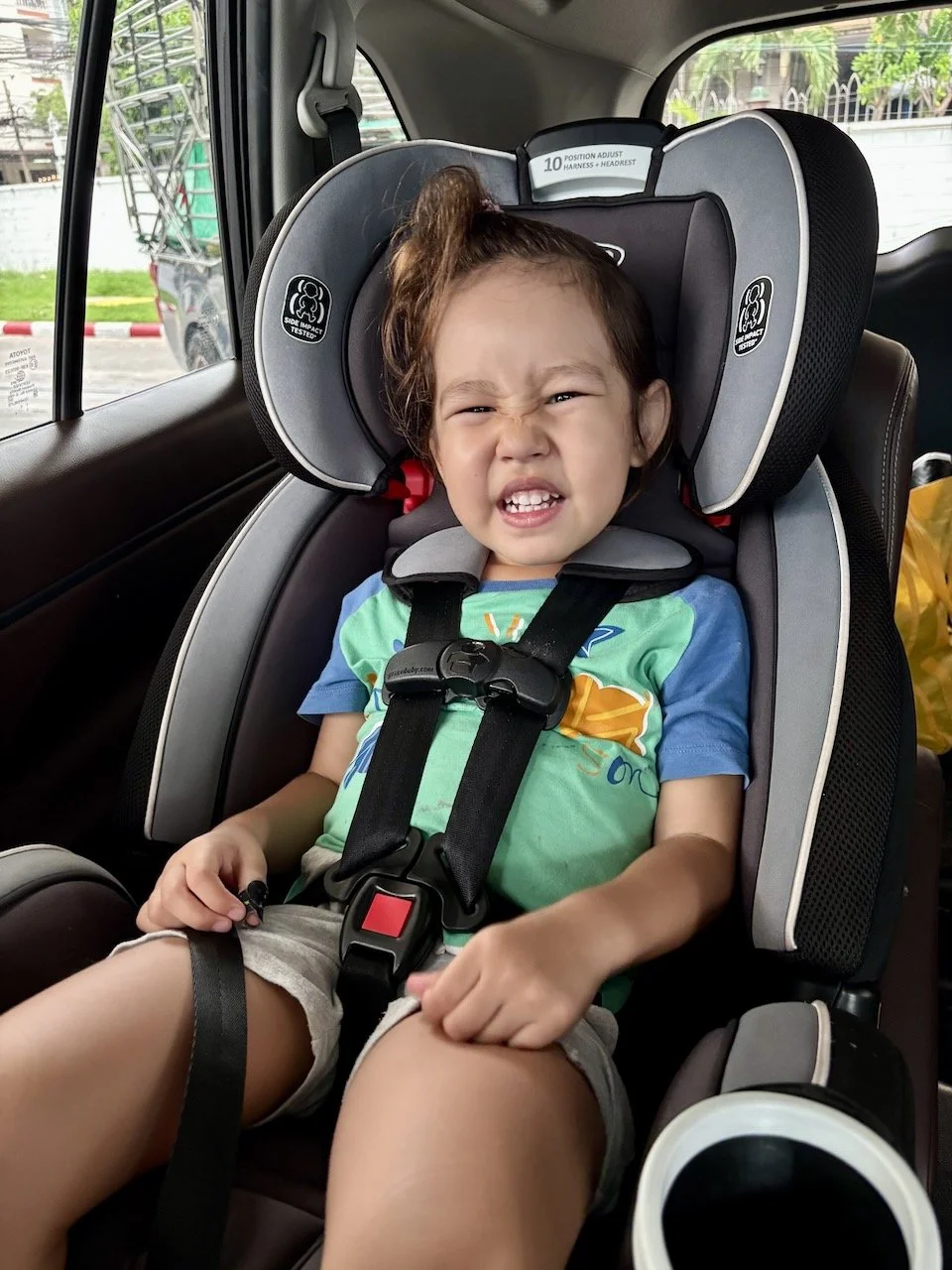 Taking the blue car for a spin while Mum & Arlo are at Piano.
