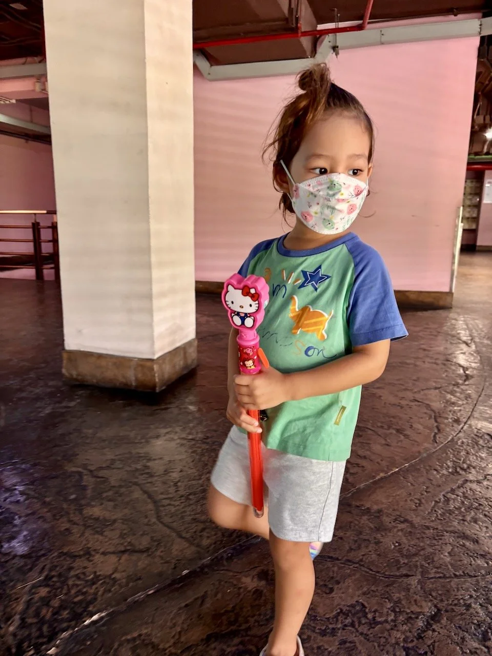 ... but she happily leaves with only bubbles.