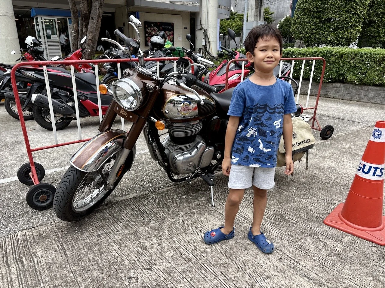 This Royal Enfield bike looks like the one in the Snowman, says Arlo.
