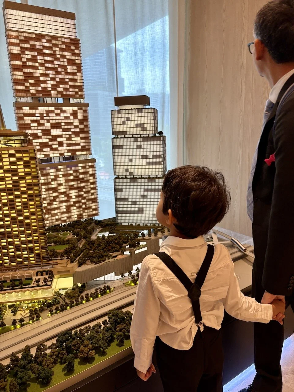 Checking out the model of the new property. The hotel building is done, but the residences are still very much under construction.