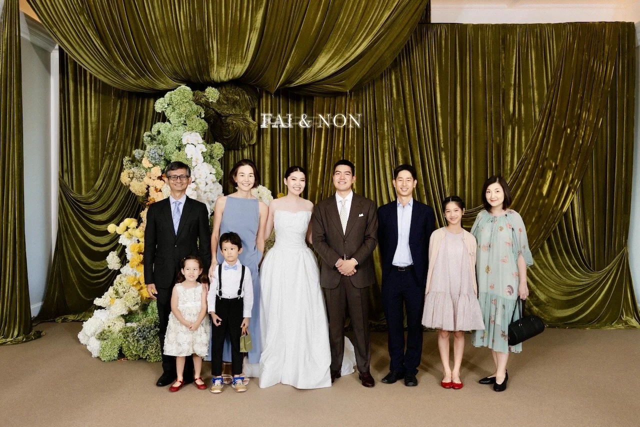 Photos with the bride (a former colleague), groom, and Uncle Mick (MuvMi founder) and family.