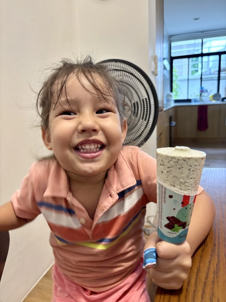 Yummy mint chocolate chip ice cream from Dad.