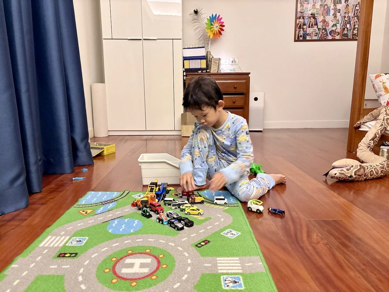 Playing "car dealership" before bed.