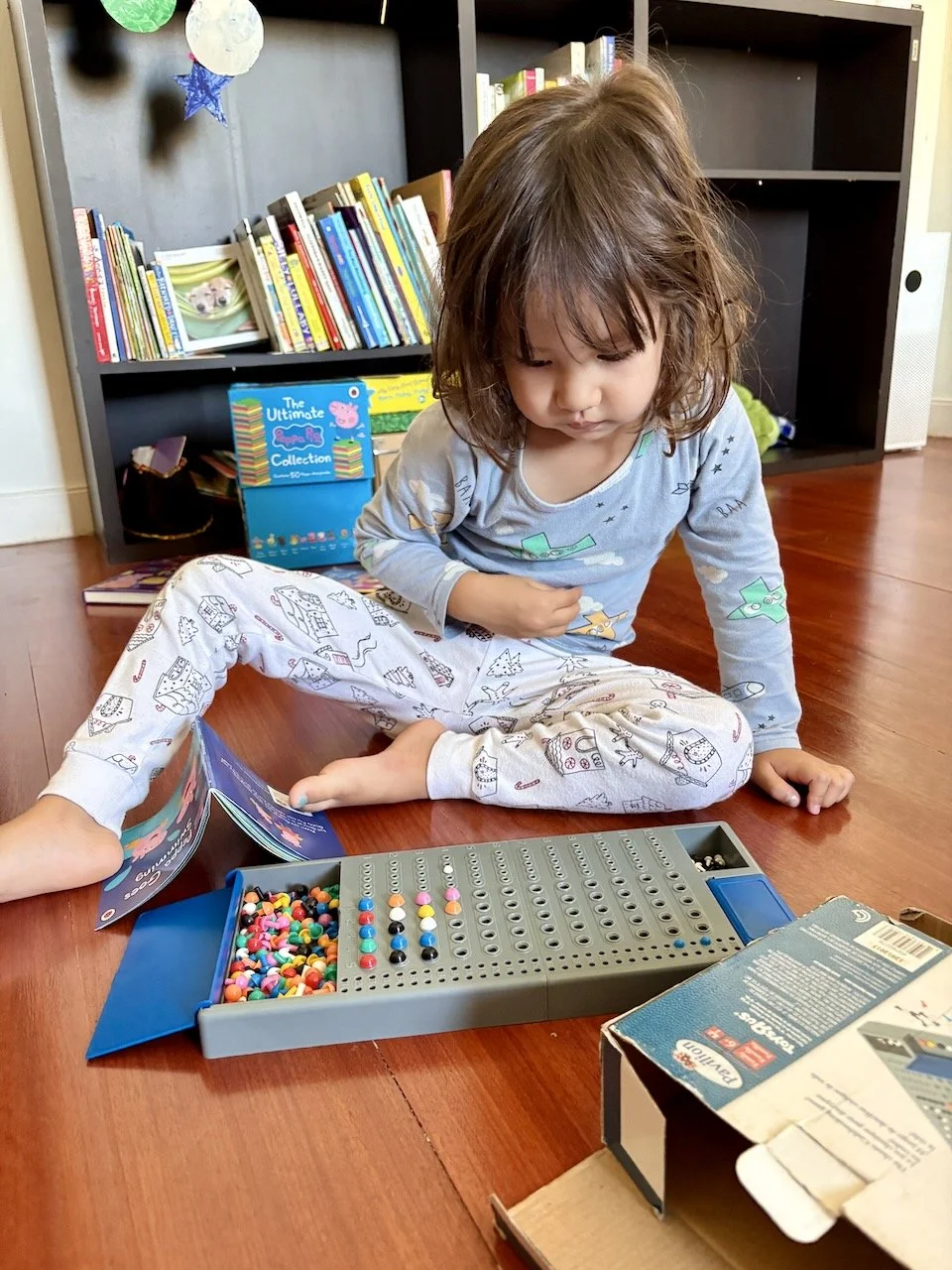 Playing her own version of Codebreaker on Saturday morning.