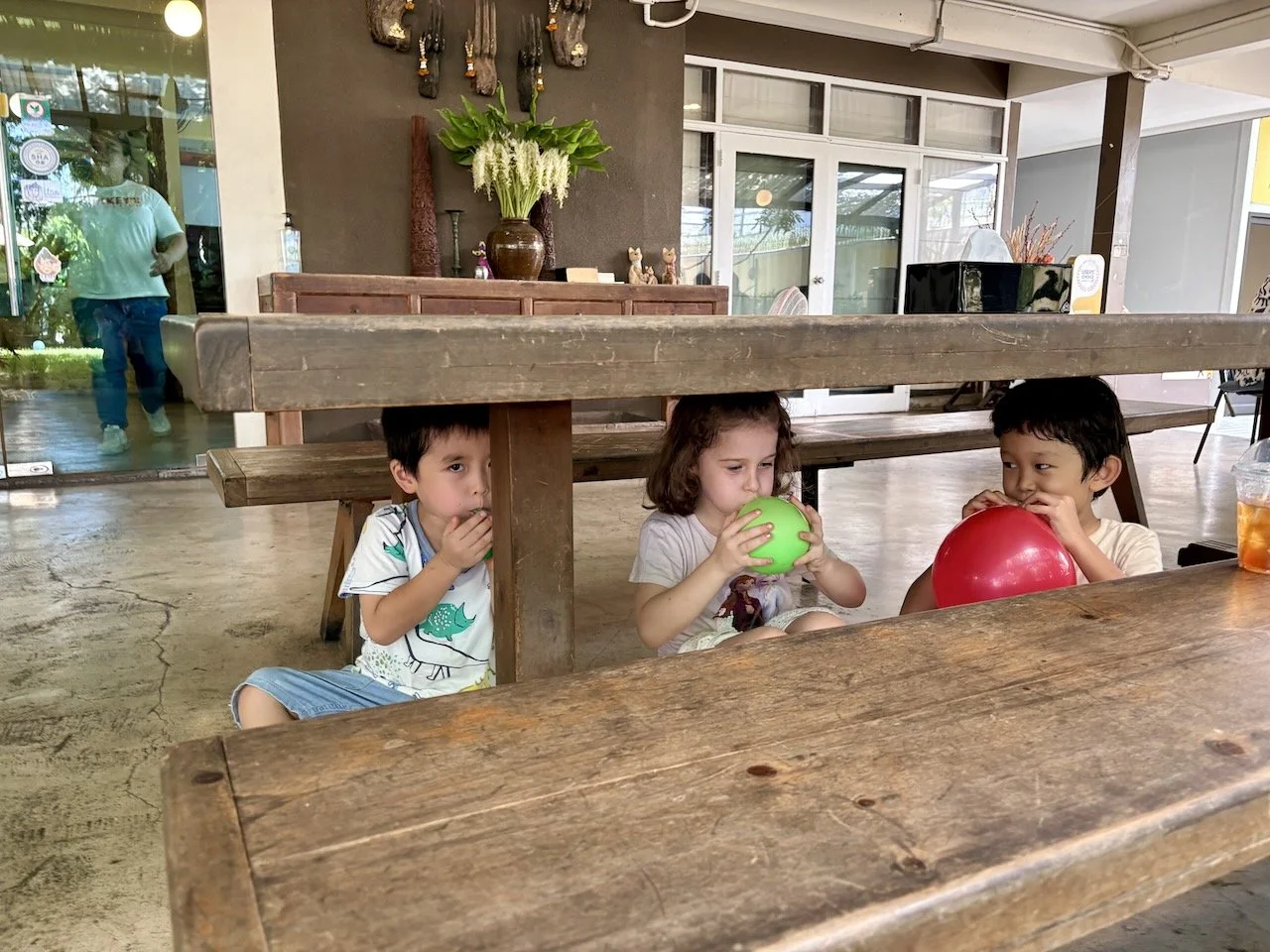 Testing their lung capacity.