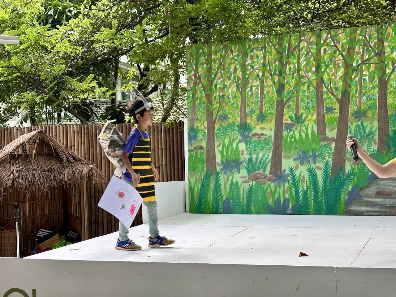 Here comes Arlo the bee, who looks rather like a hornet.