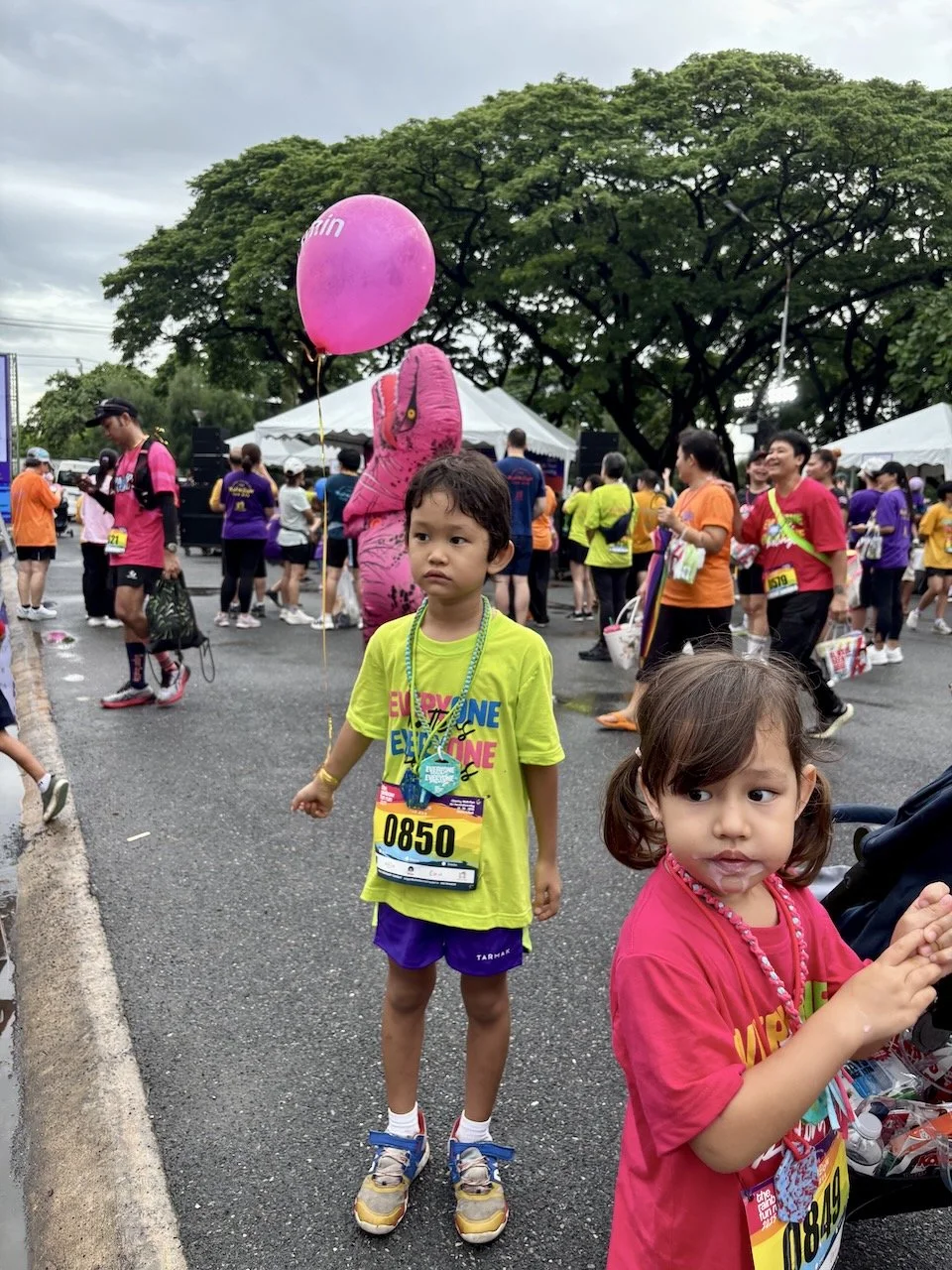 Arlo really wanted a 'pacer' balloon (from the 10k).
