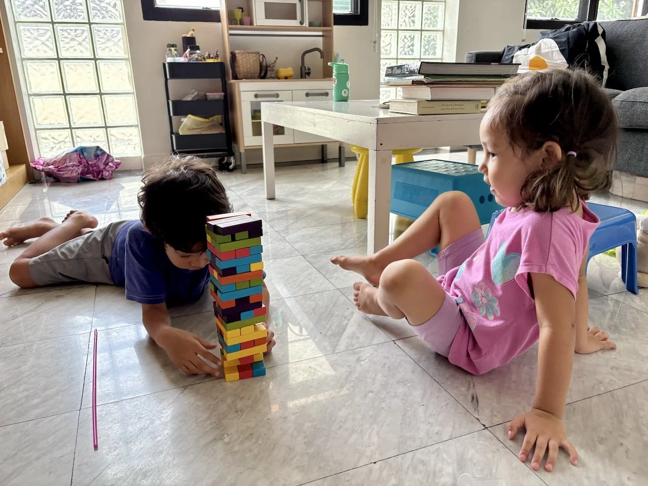 This game of Jenga is going to go well.
