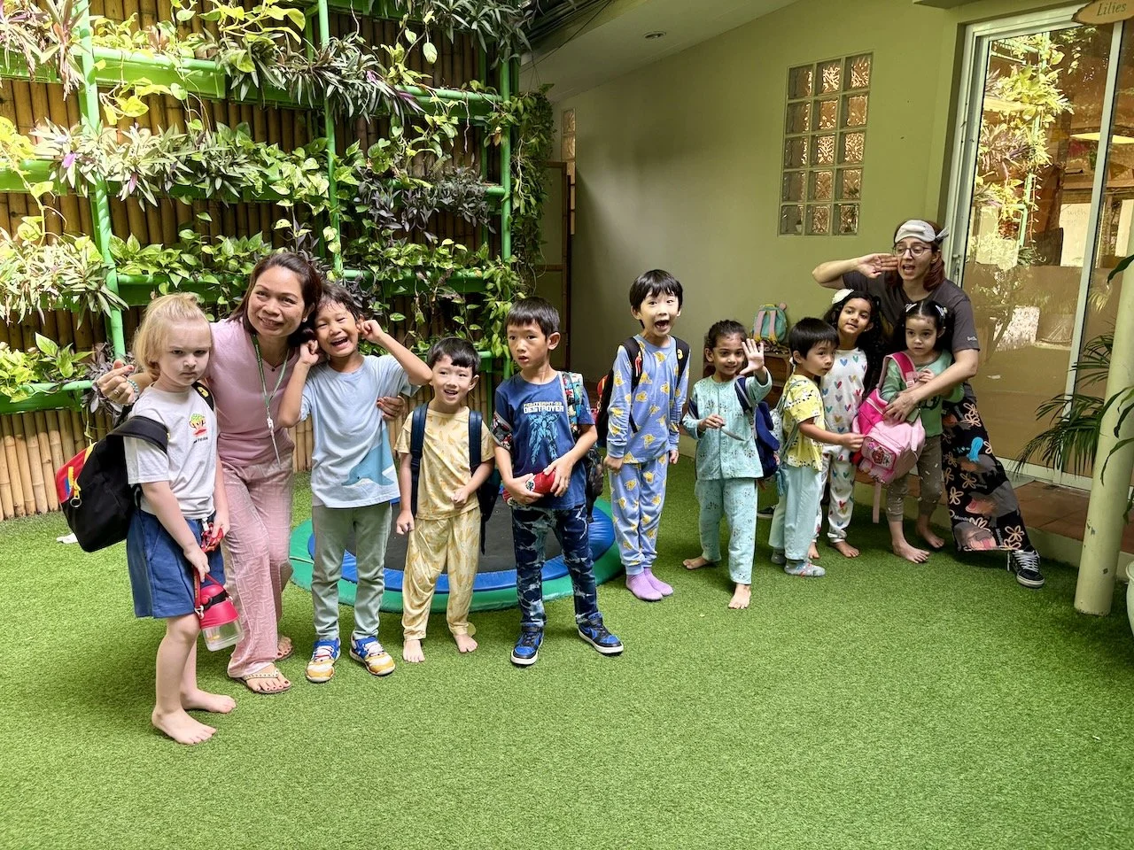 Going out with a bang: one last Lilies shot on Pajama Day (but Arlo didn't want to get his sweaty, so he'll change later).