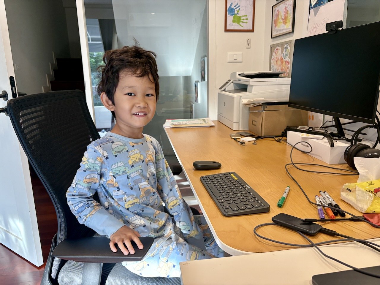 It's the first day of summer holidays, and Arlo is wasting no time.