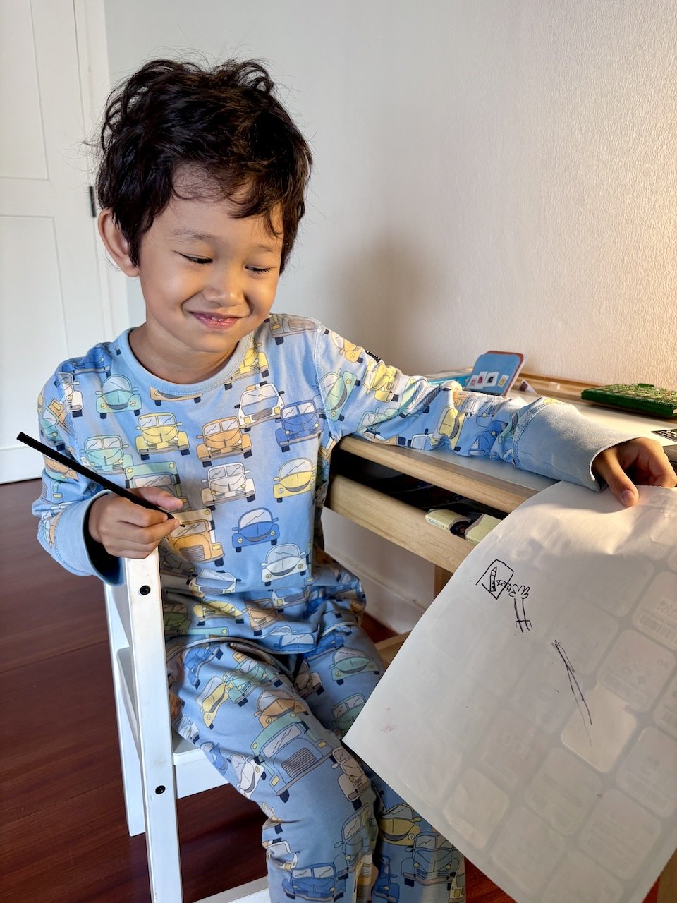 Very proud of the frame-in-frame illustration he's made...