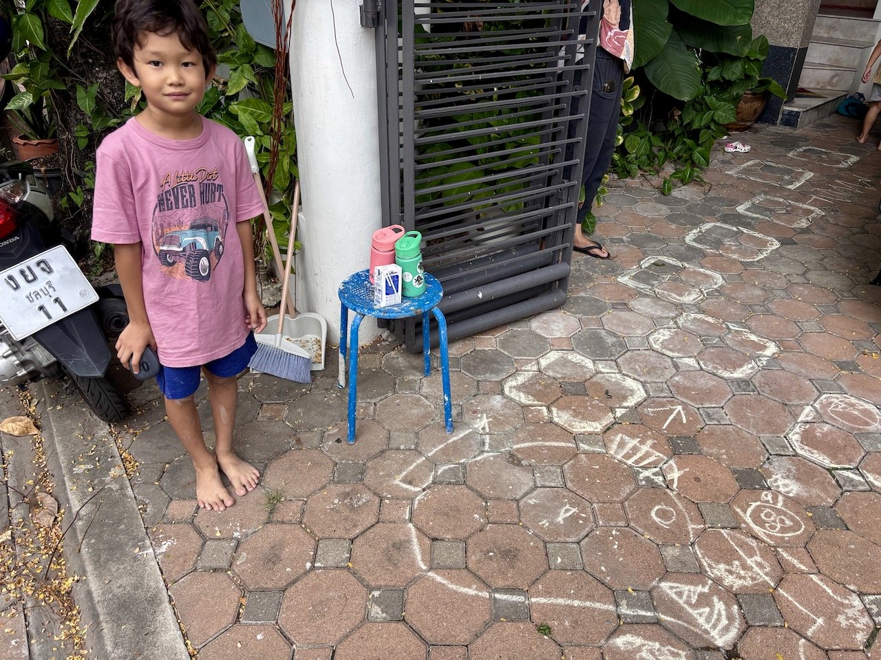 Making larger-than-life deep sea art outside.