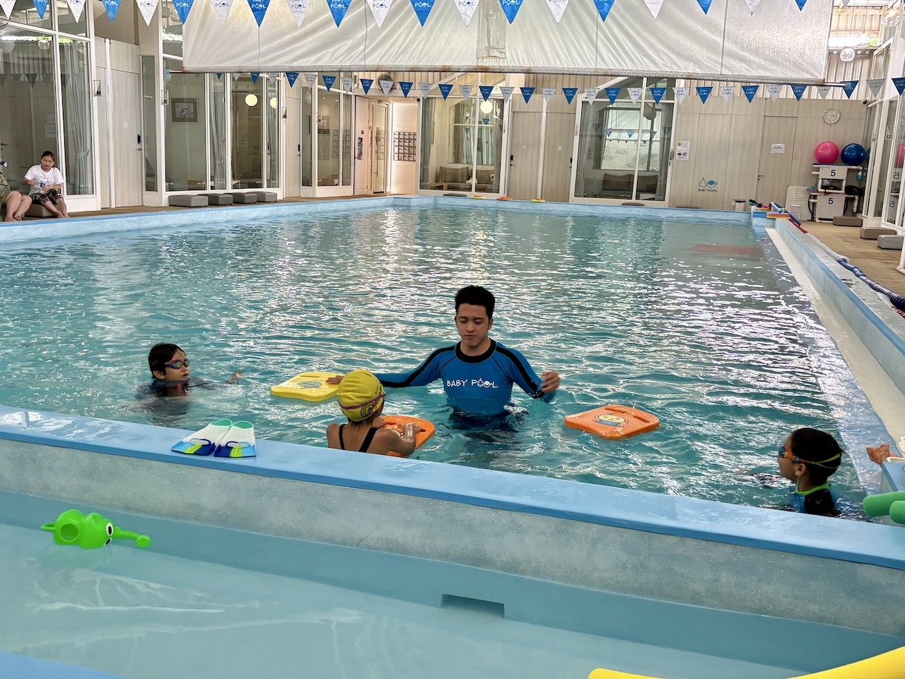 And another swimming lesson for Arlo: this time, in his normal slot but with a stand-in teacher.