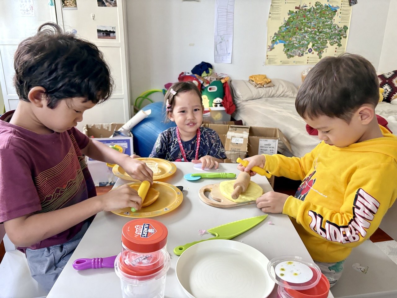 Concentrating hard on their slime.