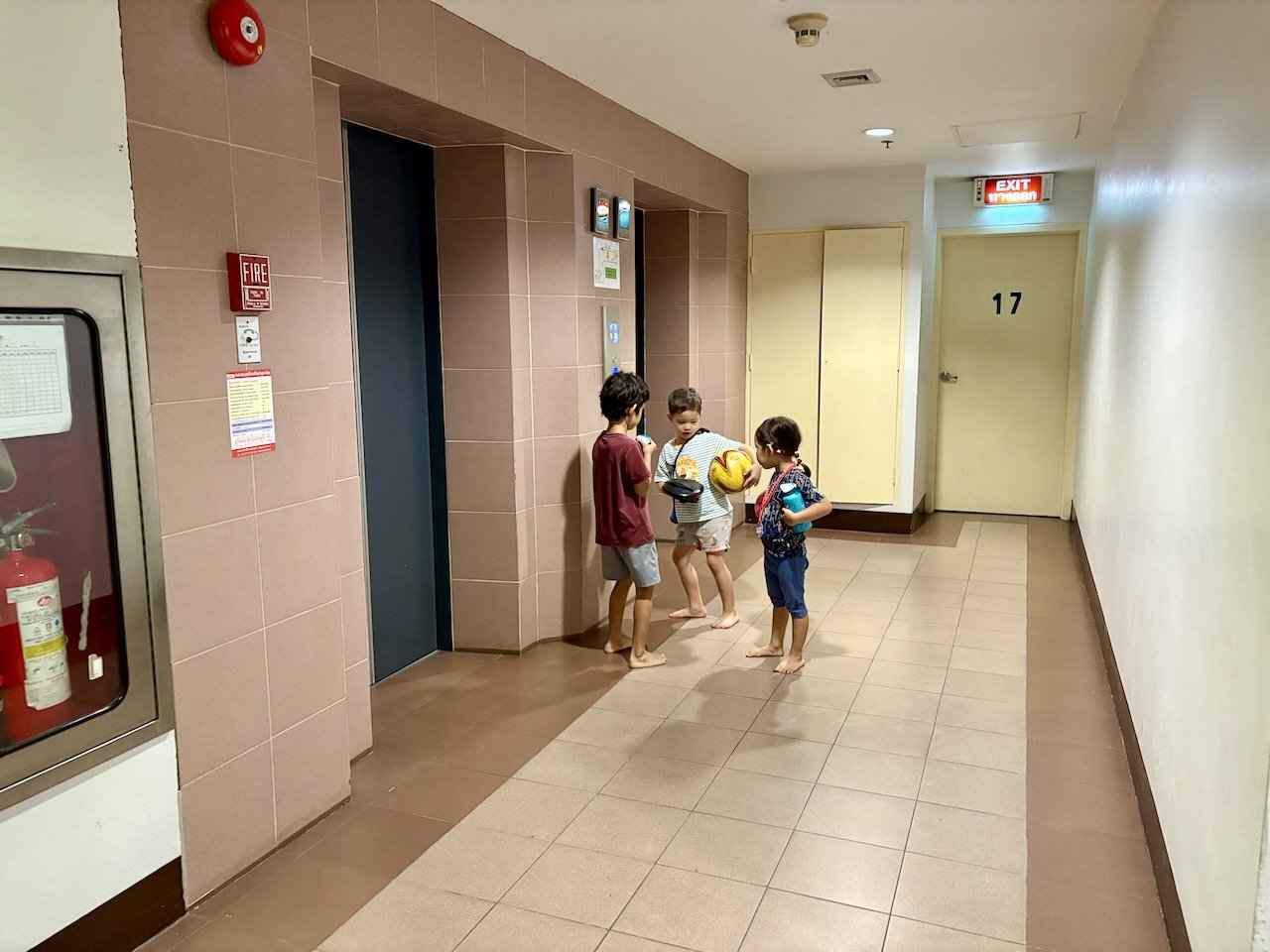 The three of them are taking a trip down to the 8th floor common area all by themselves...