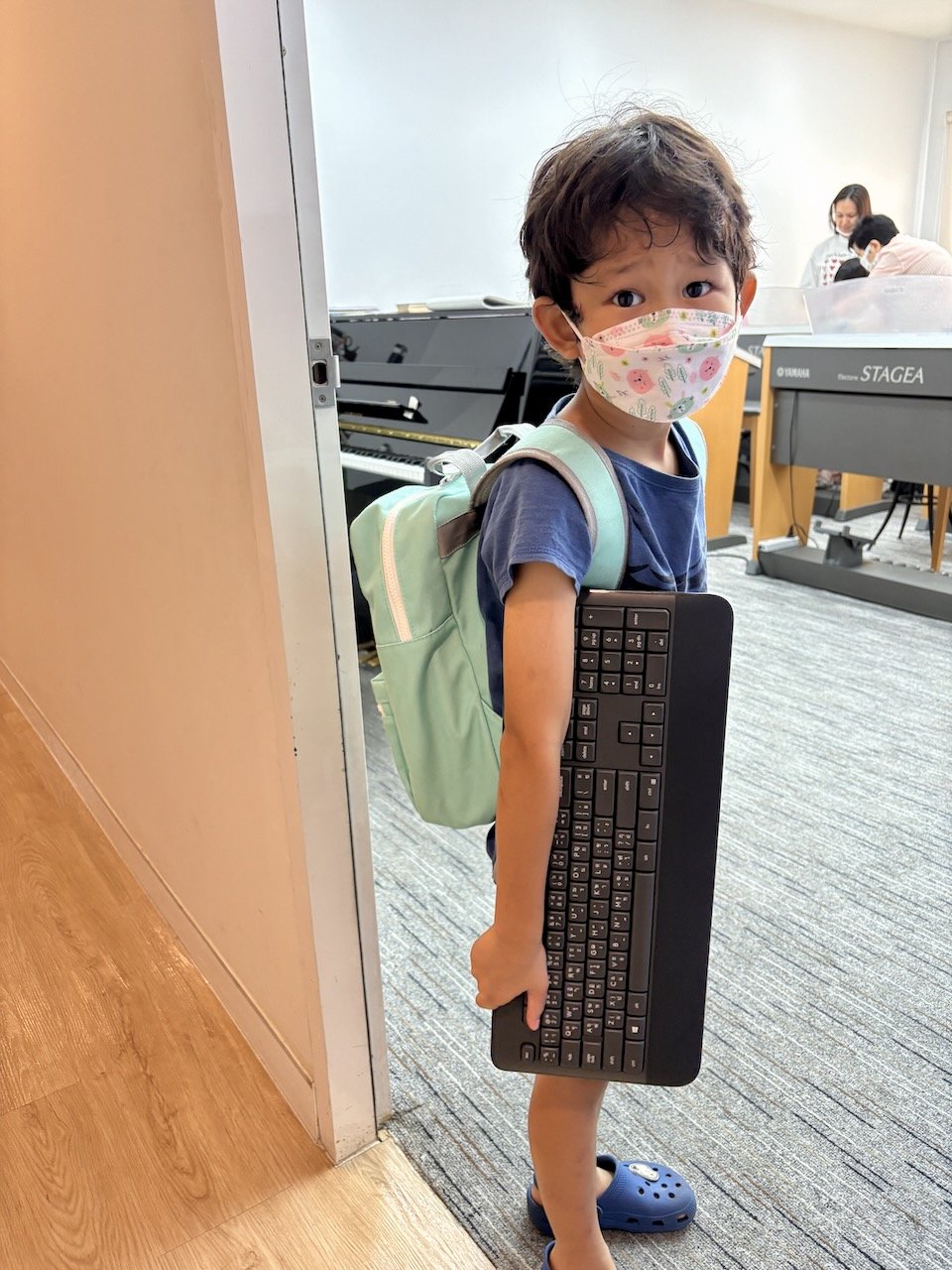 He wanted to bring a keyboard to keyboard class!