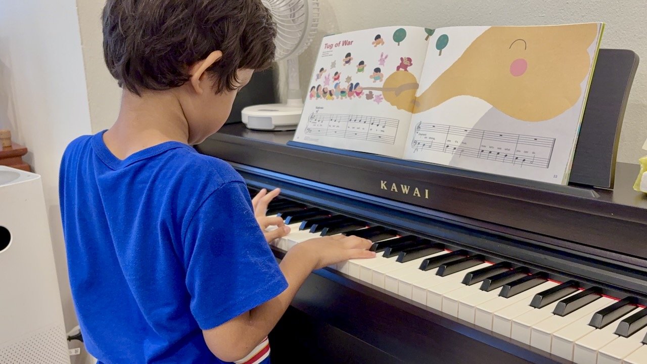 Practicing for his upcoming recital.