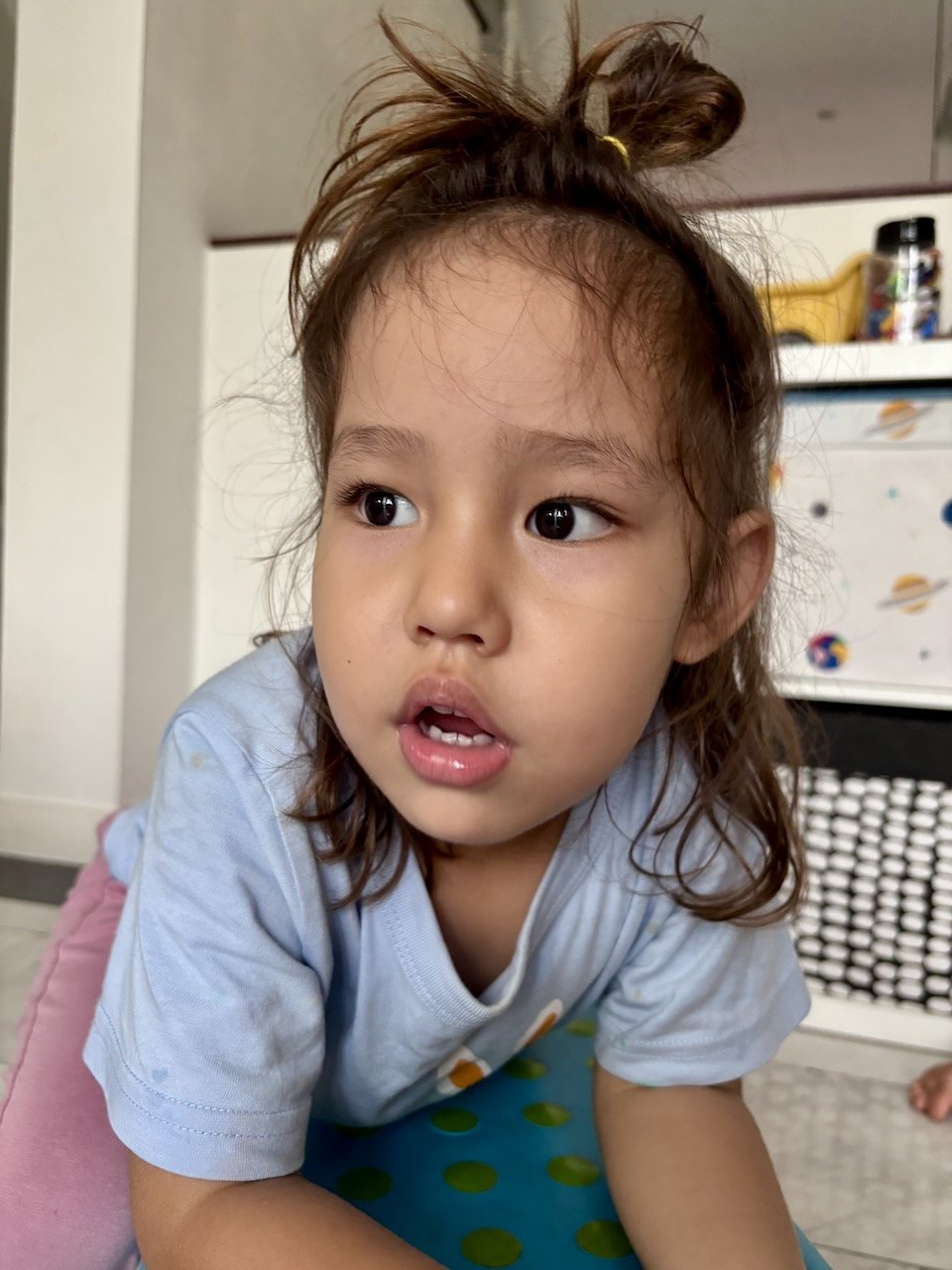 Lucy calls his her "unicorn" hair.